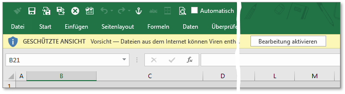 Hinweis auf geschützte Ansicht